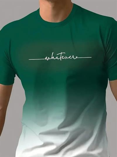 Erkek Kısa Kollu Bisiklet Yaka Baskılı Süprem T-shirt