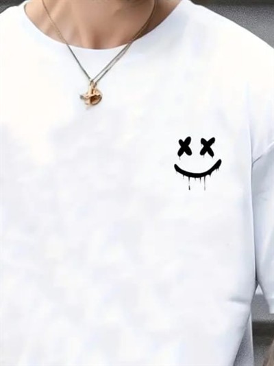 Erkek Kısa Kollu Bisiklet Yaka Baskılı Süprem Tişört