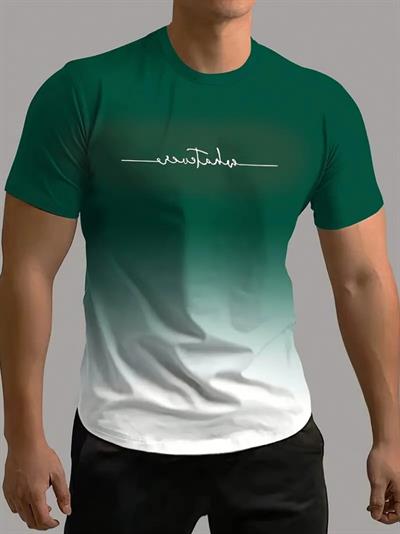 Erkek Kısa Kollu Bisiklet Yaka Baskılı Süprem T-shirt