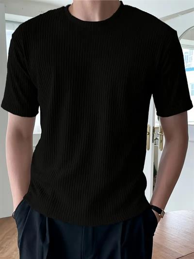 Erkek Kısa Kollu Bisiklet Yaka Triko Tişört