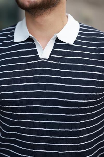 Erkek Kısa Kollu çizgi Desenli örme Kumaş Tshirt