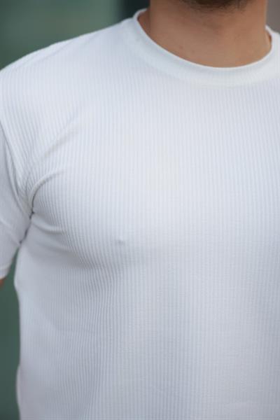 Erkek Kısa Kollu çizgi Kabartma Detaylı T-shirt