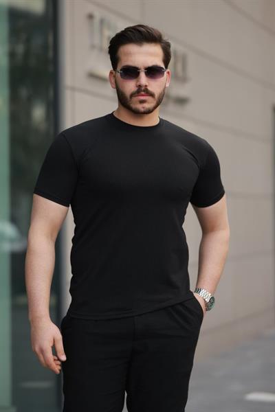 Erkek Kısa Kollu çizgi Kabartma Detaylı T-shirt