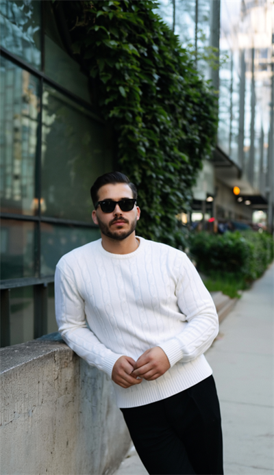 Erkek Örgü Desen Bisiklet Yaka Kazak