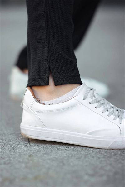 Erkek Paça Yırtmaçlı Burgu Selanik Dokulu Jogger Buggy Pantalon Rahat Kalıp - Siyah