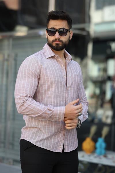 Erkek Pamuklu Çizgi Desenli Gömlek