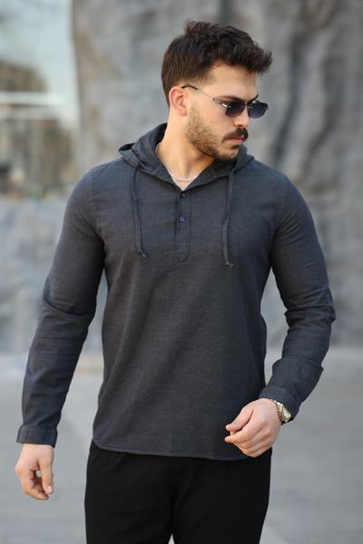 Erkek Pamuklu Kapüşonlu Gömlek