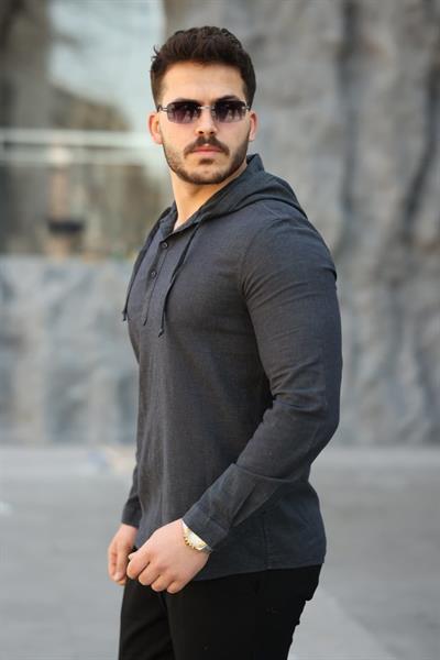 Erkek Pamuklu Kapüşonlu Gömlek