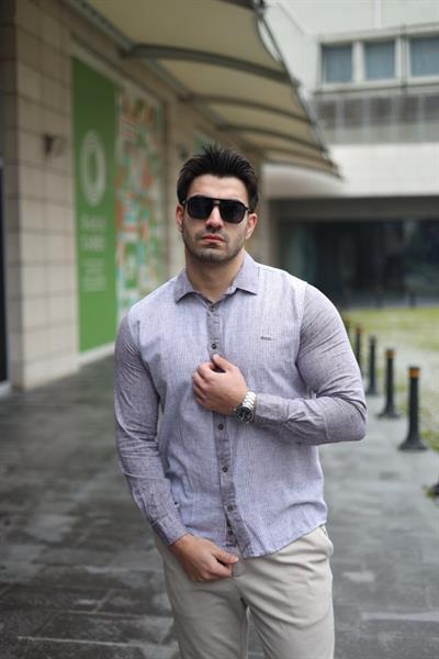 Erkek Pamuklu Keten Kumaş Gömlek