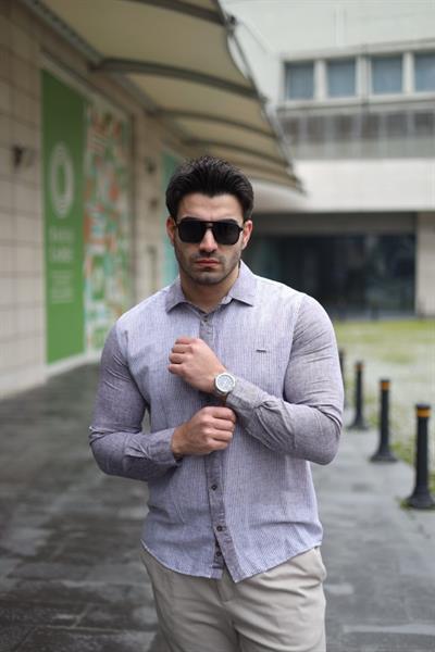 Erkek Pamuklu Keten Kumaş Gömlek