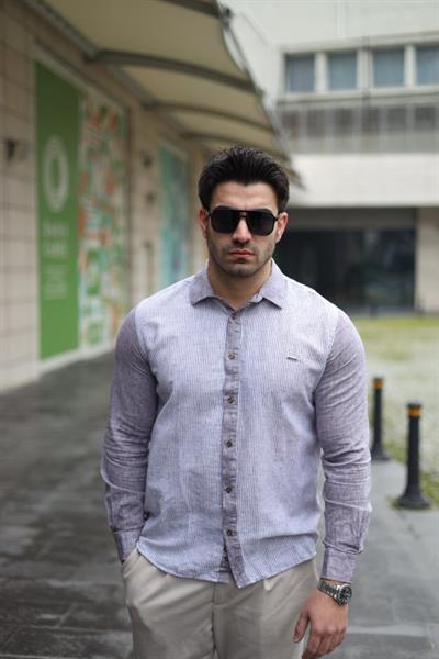 Erkek Pamuklu Keten Kumaş Gömlek