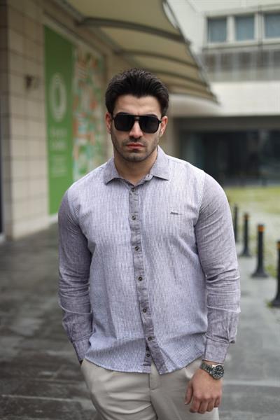 Erkek Pamuklu Keten Kumaş Gömlek