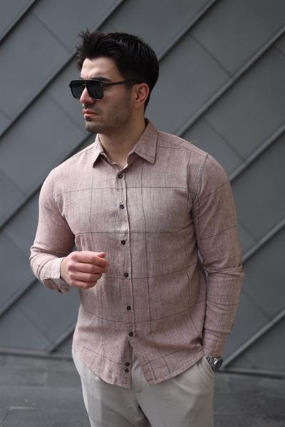 Erkek Pamuklu Keten Kumaş Gömlek