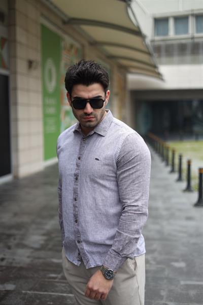 Erkek Pamuklu Keten Kumaş Gömlek