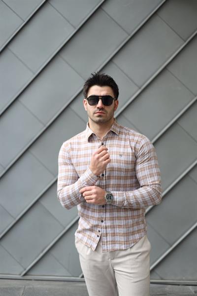 Erkek Pamuklu Keten Kumaş Gömlek