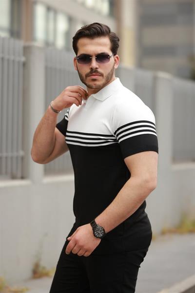 Erkek Parça Renk Yakalı Kısa Kollu T-shirt