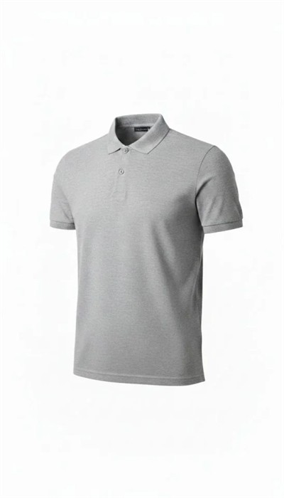 Erkek Pike Kumaş Düğmeli Yaka Regular Fit Günlük Kısa Kol Tişört T-shirt - Gri