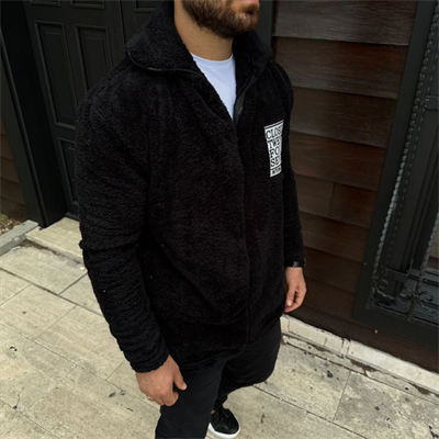 Erkek Polar Fermuarlı Sweatshirt – Kapüşonsuz, Cepli, Yumuşak Dokulu, Oversize Rahat Kalıp, Kışlık Sıcak Tutan Fermuarlı Üst - Siyah