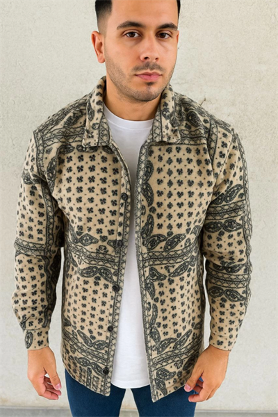 Erkek Polar Fermuarlı Sweatshirt – Kapüşonsuz, Cepli, Yumuşak Dokulu, Oversize Rahat Kalıp, Kışlık Sıcak Tutan Fermuarlı Üst - Bej