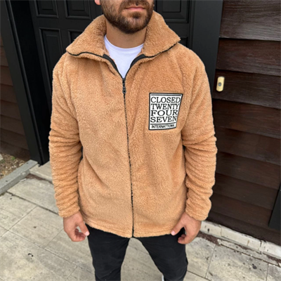 Erkek Polar Fermuarlı Sweatshirt – Kapüşonsuz, Cepli, Yumuşak Dokulu, Oversize Rahat Kalıp, Kışlık Sıcak Tutan Fermuarlı Üst - Kahverengi