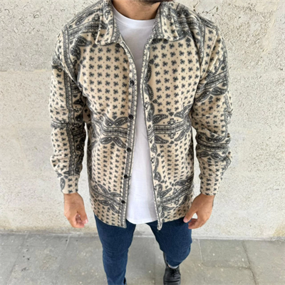 Erkek Polar Fermuarlı Sweatshirt – Kapüşonsuz, Cepli, Yumuşak Dokulu, Oversize Rahat Kalıp, Kışlık Sıcak Tutan Fermuarlı Üst - Bej