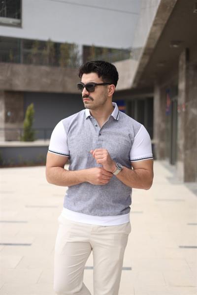 Erkek Polo Yaka Fermuar Detaylı Tişört