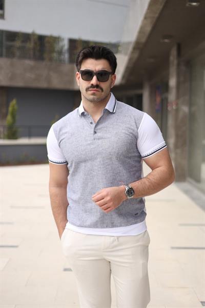 Erkek Polo Yaka Fermuar Detaylı Tişört