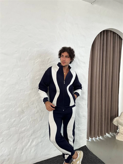 Erkek Premium Parçalı Eşofman Takım - Dik Yaka Fermuarlı Sweatshirt, - Siyah