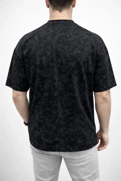 Erkek Premium Tişört OSY Yumuşak Dokulu Yıkamalı Oversize T-Shirt - Siyah