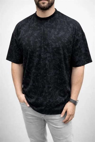 Erkek Premium Tişört OSY Yumuşak Dokulu Yıkamalı Oversize T-Shirt - Siyah