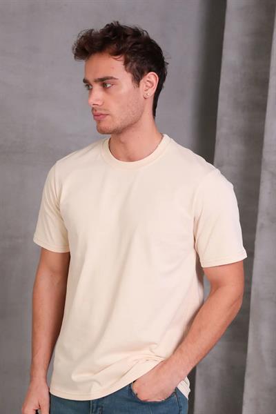 Erkek Relax Fit Bisiklet Yaka %100 Pamuk Rahat Kesim Basic Tişört