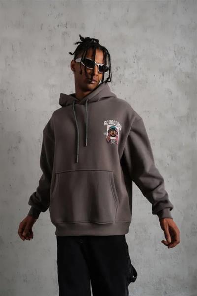 Erkek SCHOOL BOY Baskılı Kapüşonlu Sweat - Gri