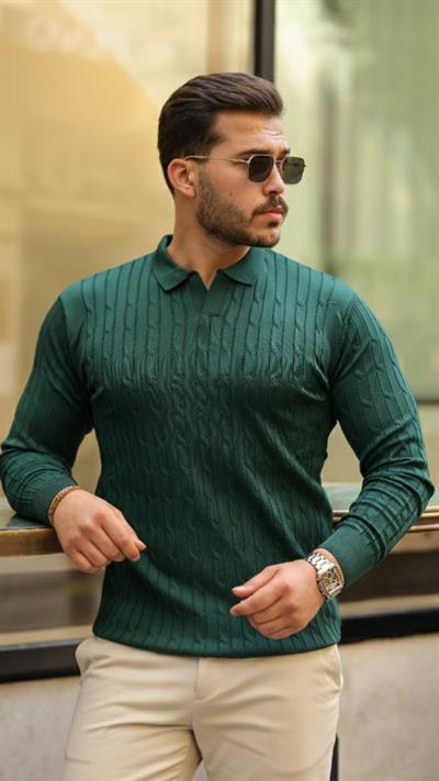 Erkek Saç örgü Desen Uzun Kollu Triko