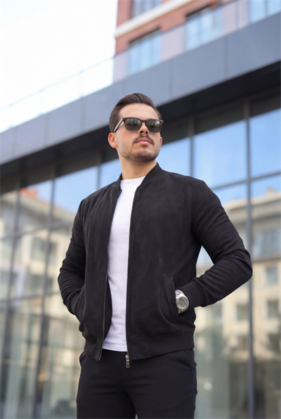 Erkek Scuba Süet Kumaş Bomber Hırka