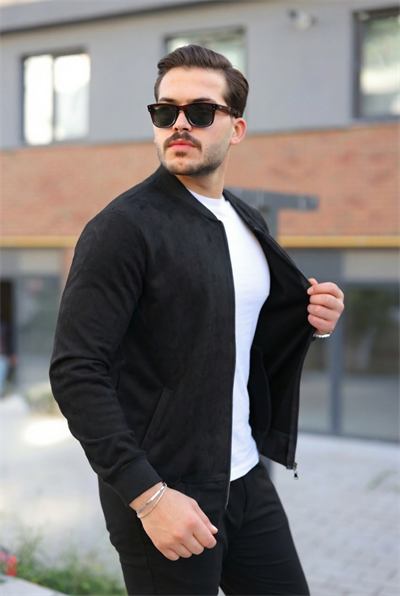 Erkek Scuba Süet Kumaş Bomber Hırka