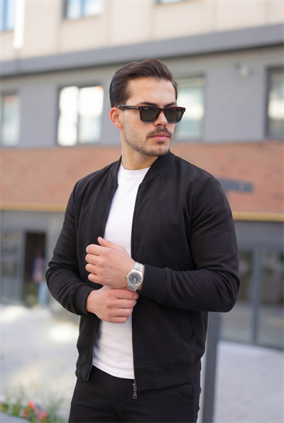 Erkek Scuba Süet Kumaş Bomber Hırka