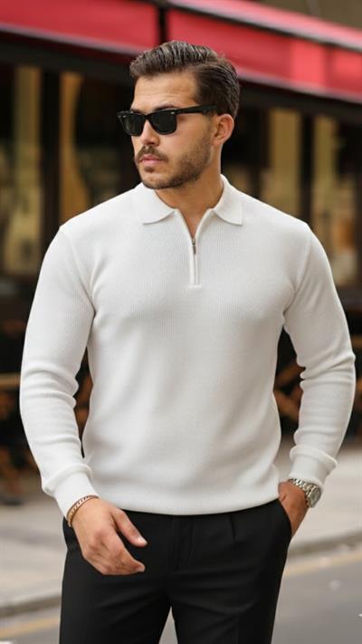 Erkek Selanik örme Yakalı Uzun Kollu Triko