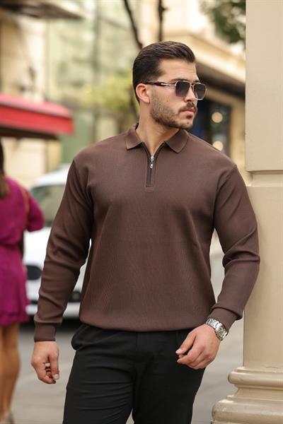 Erkek Selanik örme Yakalı Uzun Kollu Triko