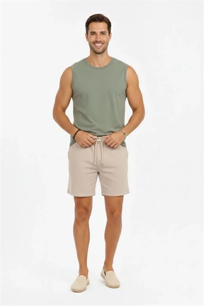 Erkek Sıfır Kolsuz Atlet Bisiklet Yaka Oversize Basic Spor Üst, Günlük Ve Fitness Kullanımına Uygun - Mint Yeşili