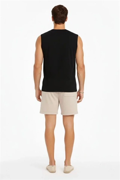 Erkek Sıfır Kolsuz Atlet Bisiklet Yaka Oversize Basic Spor Üst, Günlük Ve Fitness Kullanımına Uygun - Siyah