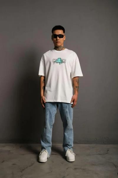 Erkek Sırt Baskılı T-shirt - Beyaz