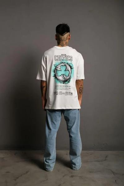 Erkek Sırt Baskılı T-shirt - Beyaz