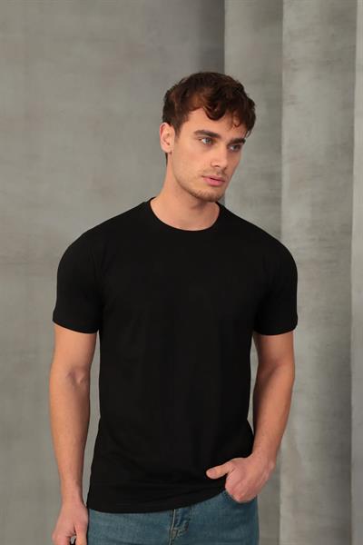 Erkek Slim Fit Bisiklet Yaka %100 Pamuk Dar Kesim Basic Tişört