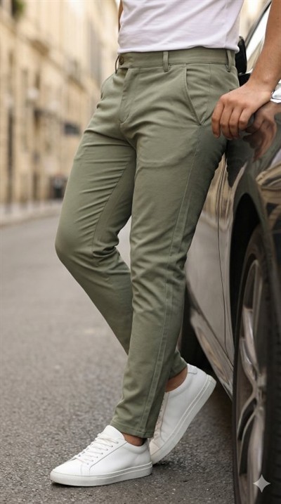 Erkek Slim Fit Dilli Kumaş Pantolon
