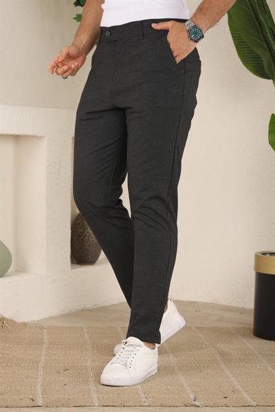 Erkek Slim Fit Likralı Bilek Boy Dilli Kumaş Pantolon