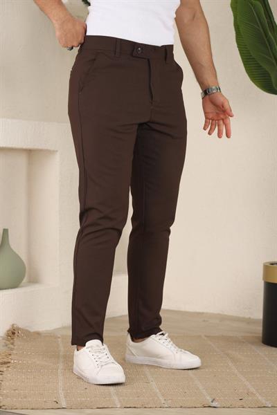 Erkek Slim Fit Likralı Bilek Boy Dilli Kumaş Pantolon