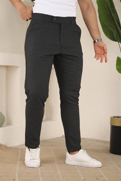 Erkek Slim Fit Likralı Bilek Boy Dilli Kumaş Pantolon
