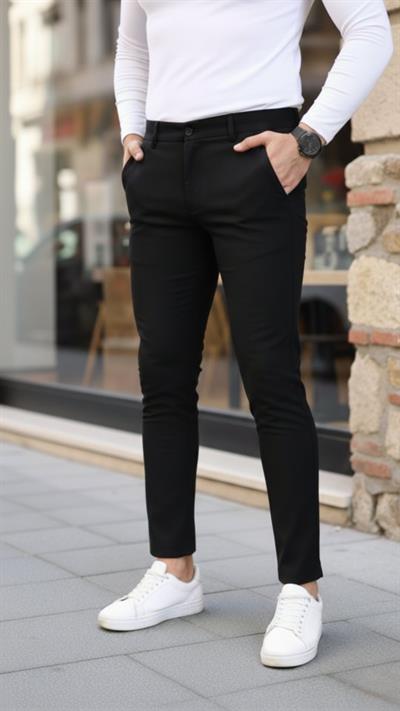 Erkek Slim Fit Likralı Gabardin Pantolon