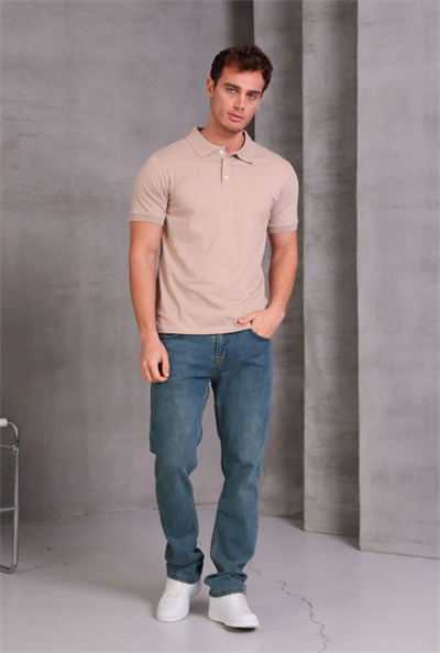 Erkek Slim Fit Pamuklu Yumuşak Doku Nefes Alan Kumaş Yakalı Tişört