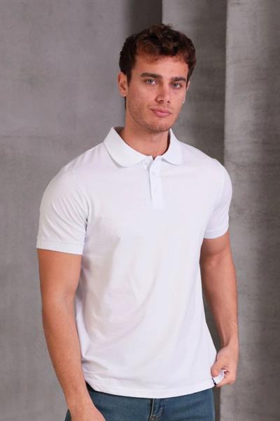 Erkek Slim Fit Pamuklu Yumuşak Doku Nefes Alan Kumaş Yakalı Tişört